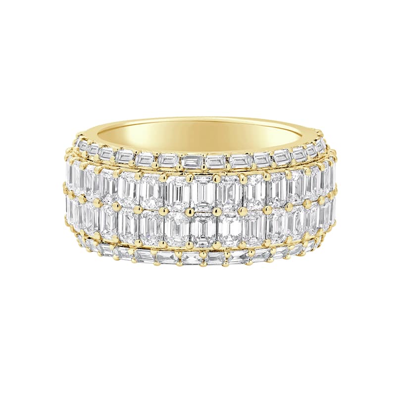 Auriya 14k Gold 4.00ctw Lab Grown Diamond Anniversary Ring (F-G VS) - Yellow - 7.5