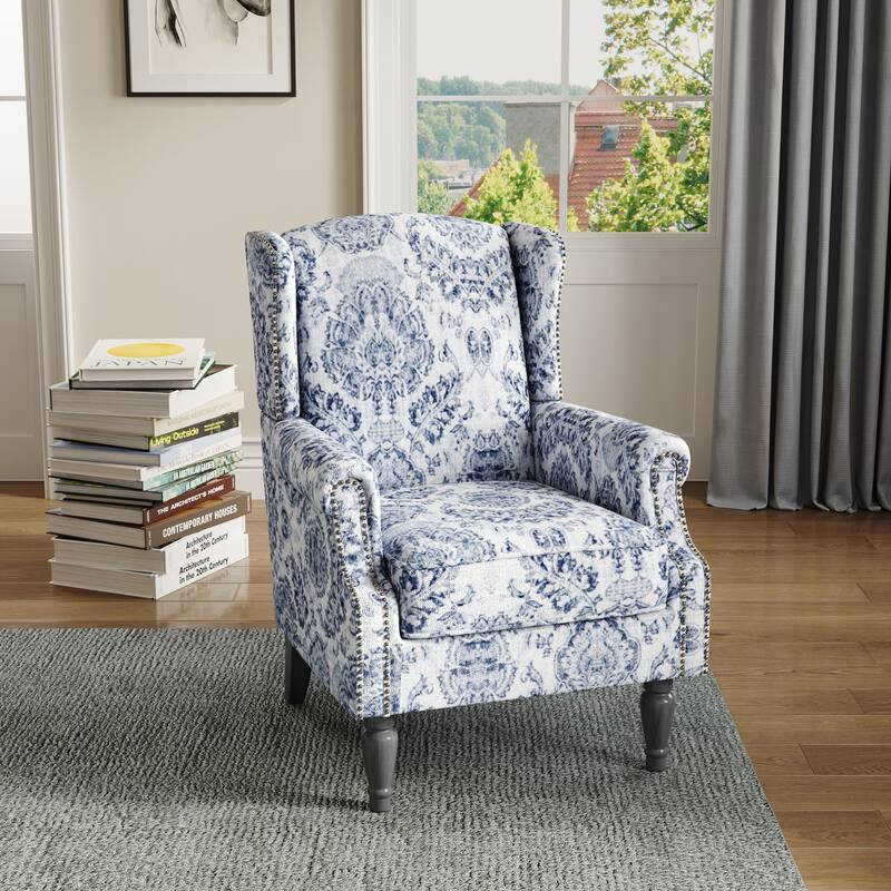 Wingback Accent Chair Nailhead Trim Living Room Reading Chair