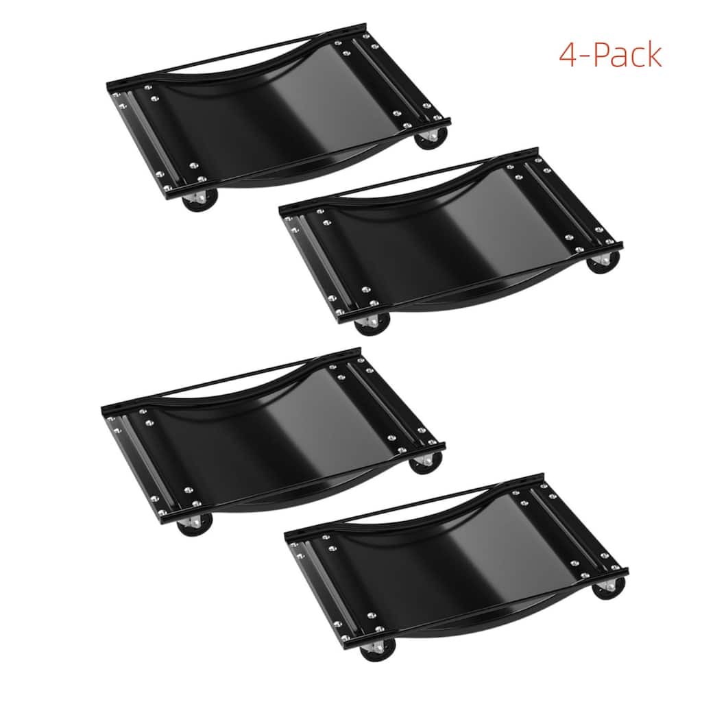 4-Pack Heavy-Duty Car Wheel Dolly Set 10000-lb Capacity 3.5Inch Steel Wheels 24 x 15 in Black
