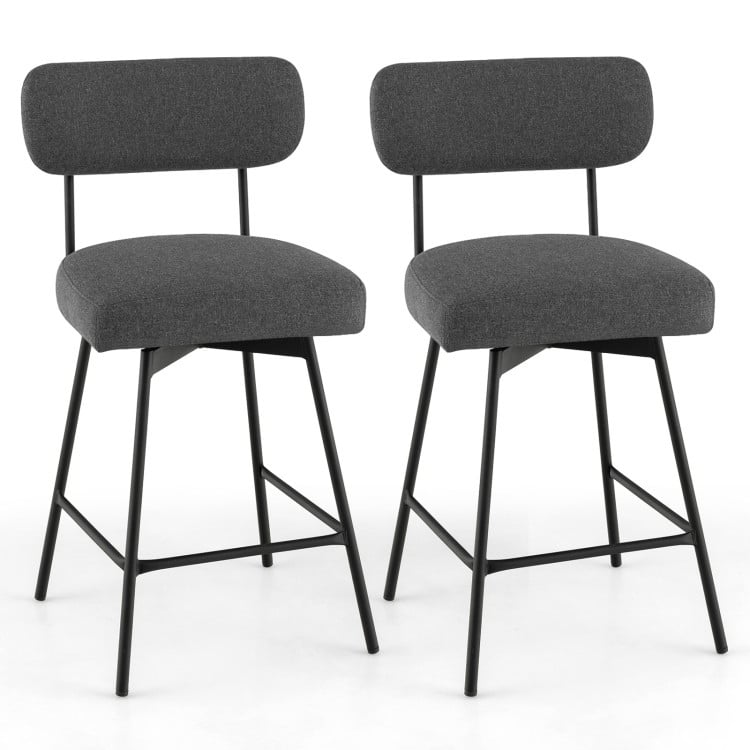 25" 2-Piece Modern Upholstered Bar Stools with Back and Footrests - 17.5" x 17" x 36" (L x W x H)