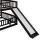 preview thumbnail 8 of 48, Full Over Full Low Bunk Bed with Fence and Ladder for Toddler Kids Teens