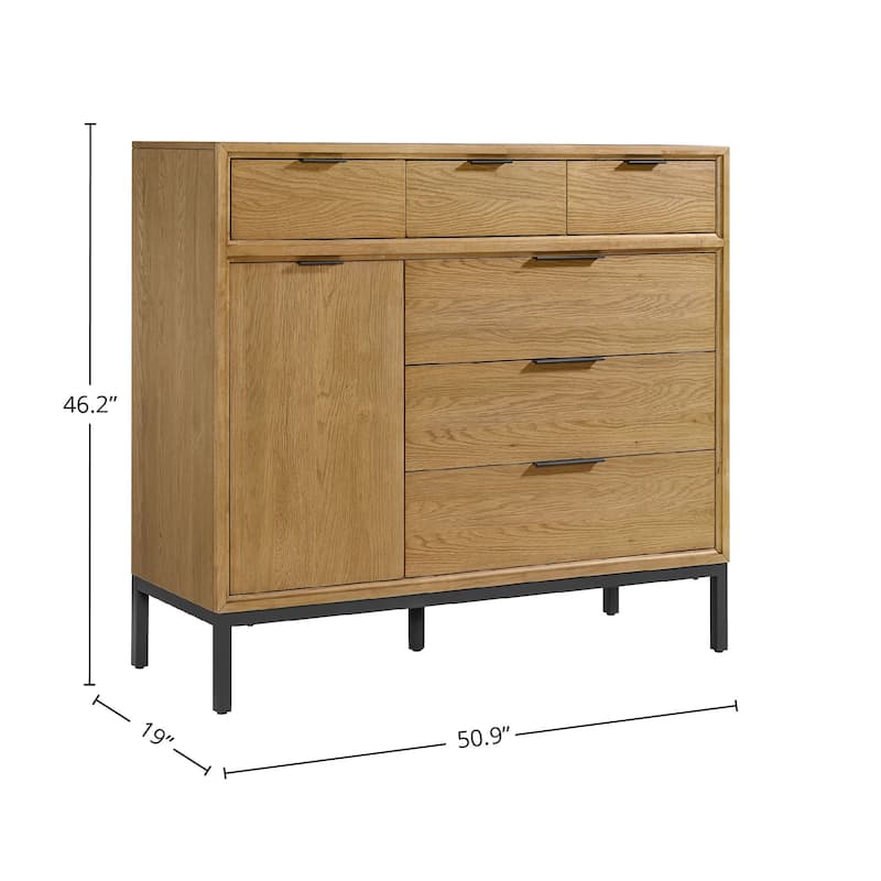 Newport 6-Drawer Gentleman's Chest, Natural Oak