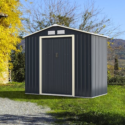 Metal Storage Shed for Garden and Tools w/Sliding Double Lockable Door