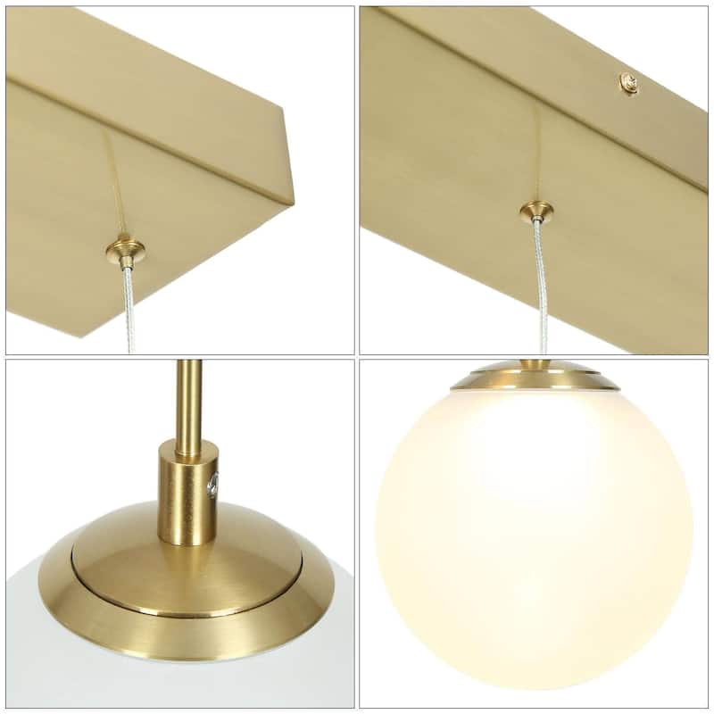 Icey Mid-Century Modern Gold LED Chandelier 31.5" 5-Light Linear Island Lights for Dining Room - 31.5" L x 4.7" W x 8" H