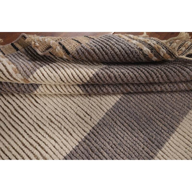 Earth Tone Moroccan Modern Area Rug Hand-Knotted Wool Carpet - 6'0"x 9'9"