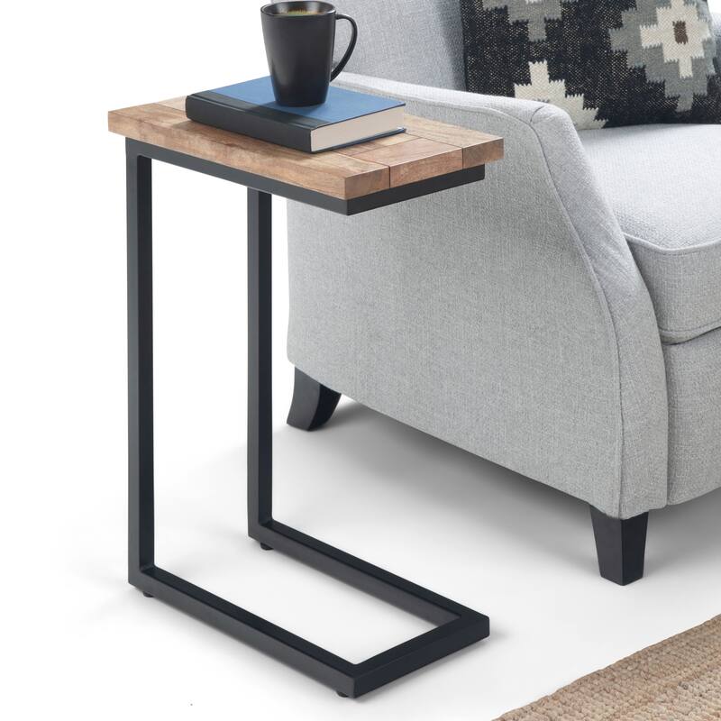 WYNDENHALL Rhonda 18 inch Wide Solid Metal Industrial C Side Table - 18 W x 10 D x 24 H - Natural