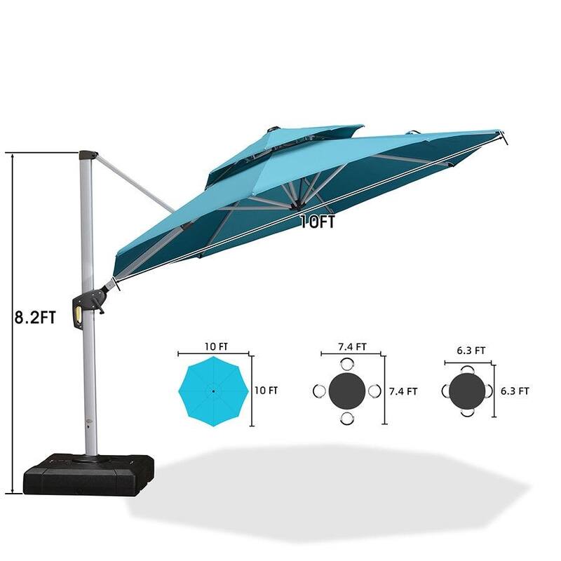 PURPLE LEAF 10 ft Double Top Round Windproof Offset Hanging Patio Umbrella