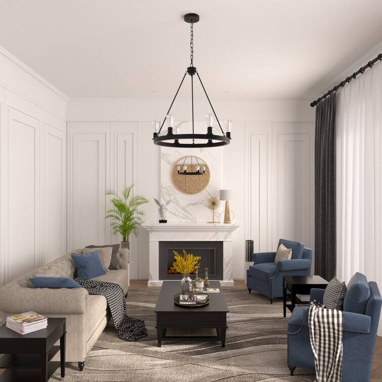 Acroma 6-light Candle Style Wagon Wheel Chandelier for dining room