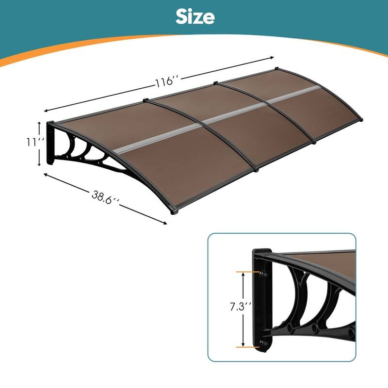 MCombo 40×120 Window Awning with Polycarbonate Board, 4012