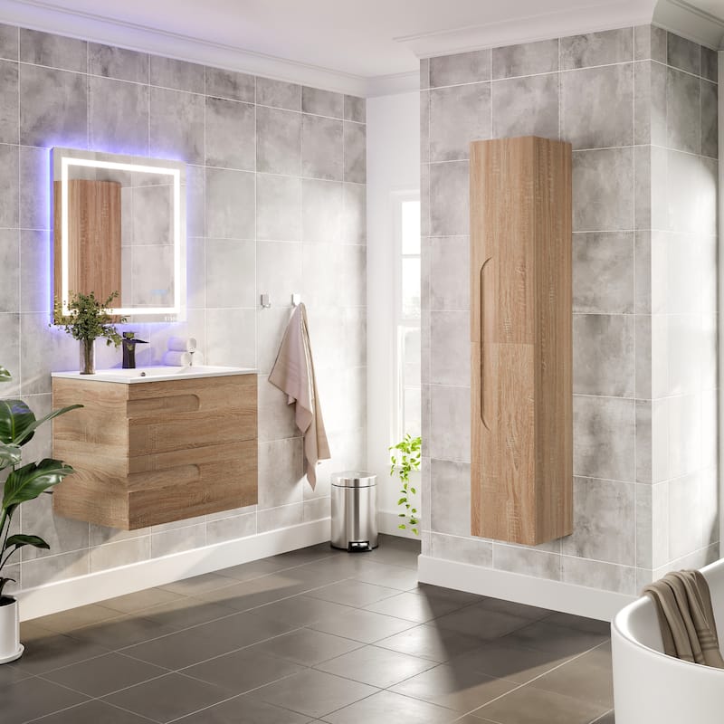 Eviva Joy 12"W x 10"D x 59"H Wall-Mounted Linen Cabinet