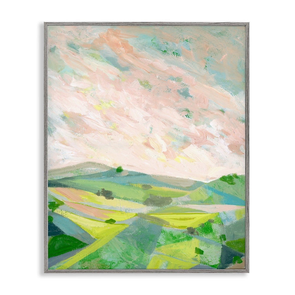 Stupell Vibrant Green Hills Landscape Framed Giclee Art Design By Ashley Davis