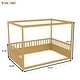 preview thumbnail 11 of 12, Full Size Canopy Bed Frame with Guardrails,Floor Bed Full with Four Poster Design,Kids Floor Bed,Wood Canopy Bed Frame