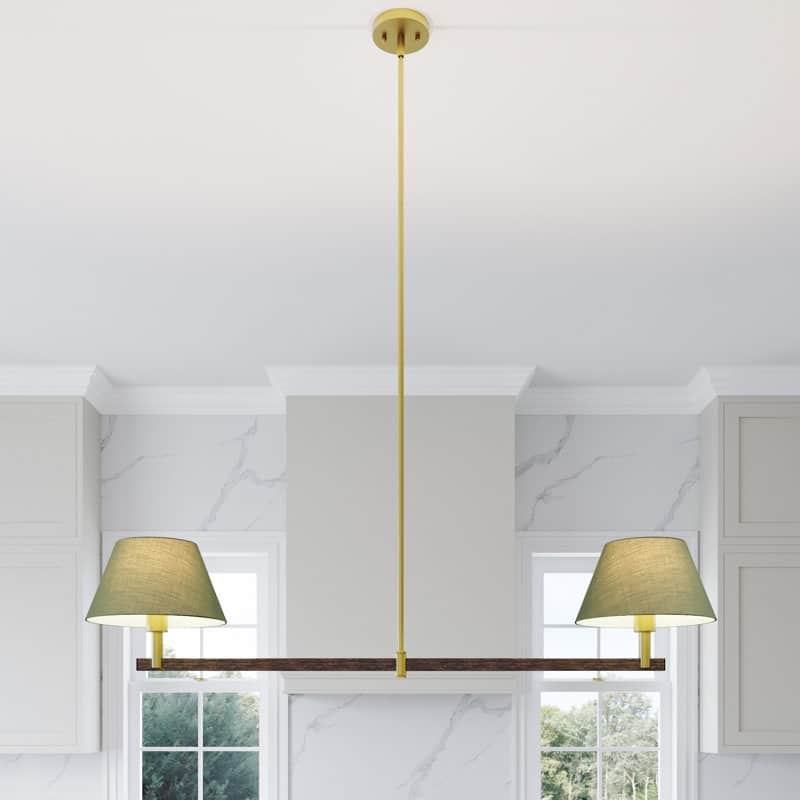 Acroma - 2 Light Gold Dimmable Lamp Shade Chandelier - N/A