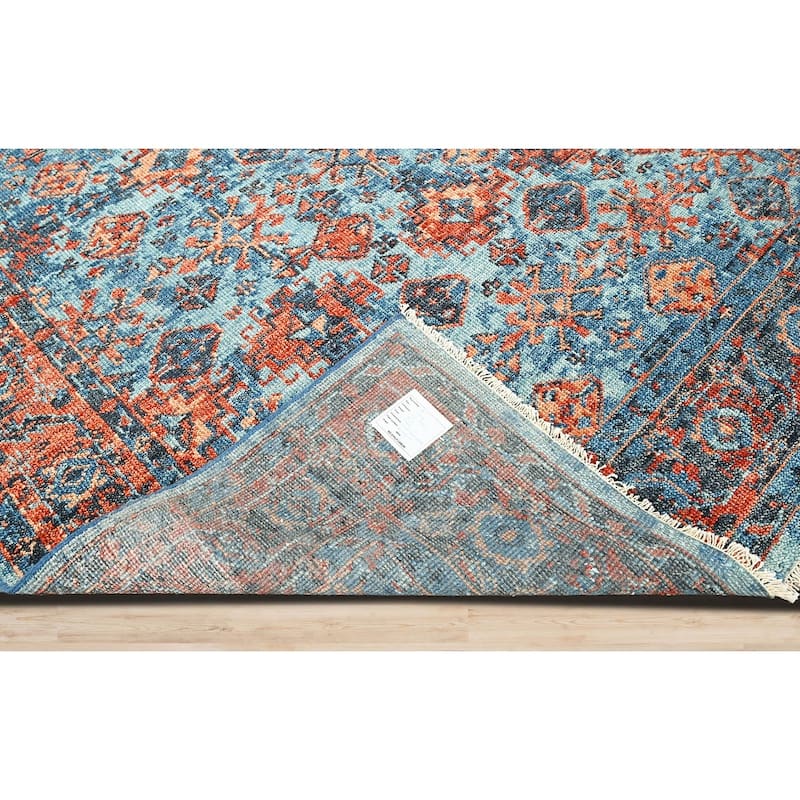 Hand Knotted Turkish Oushak Blue Arts & Crafts Wool Oriental Area Rug
