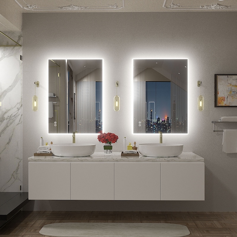 Frameless LED Backlit Anti-Fog Bathroom Vanity Mirror