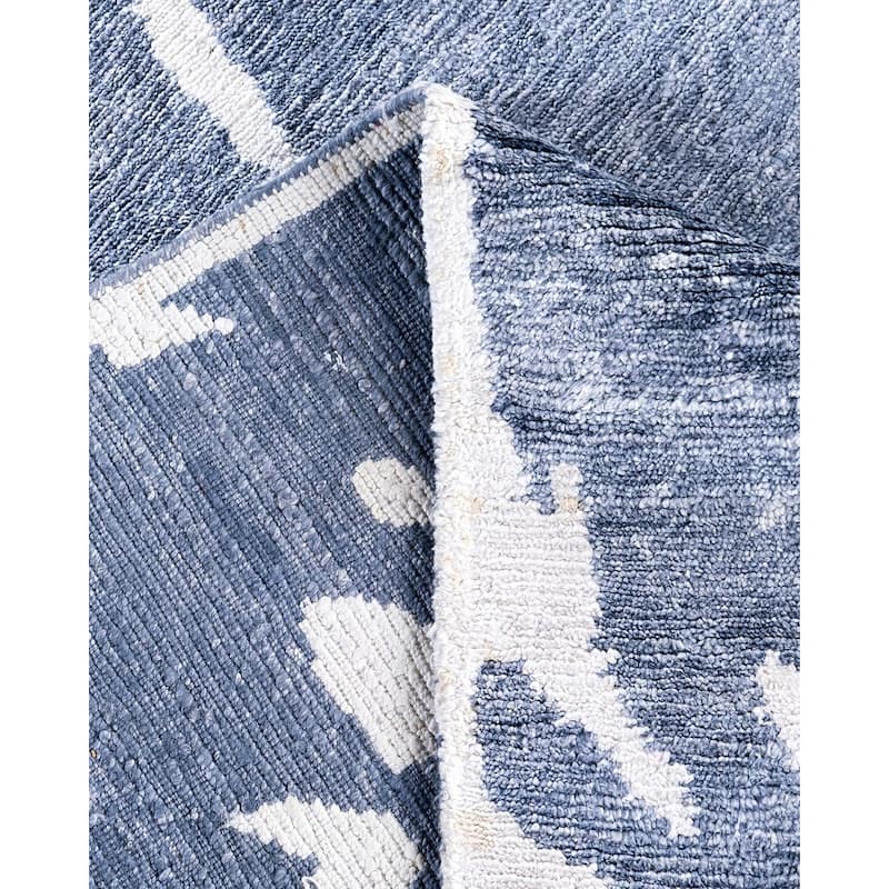 Modern One-of-a-Kind Hand-Knotted Area Rug, Blue - 9' 3" x 12' 0"