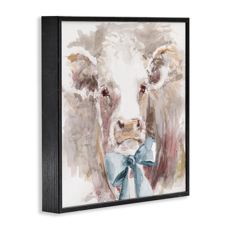 Stupell Soft Abstract Cow & Bow Framed Giclee Art Design By Carol Robinson