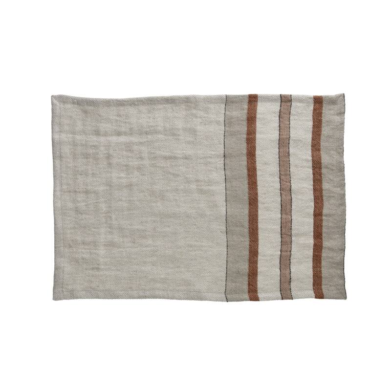 Handwoven Rectangular Linen Placemat - 19.5" - Gray