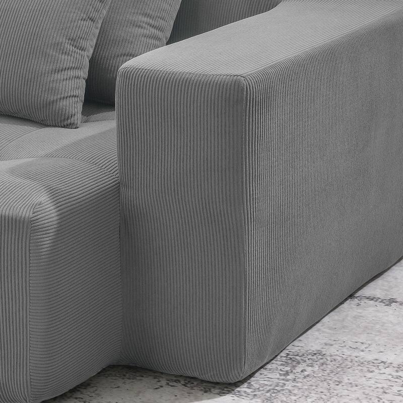 105.5" Corduroy L-Shaped Modular Sectional Sofa with Wide and Deep Seat, Tufted Design, and No Assembly Required