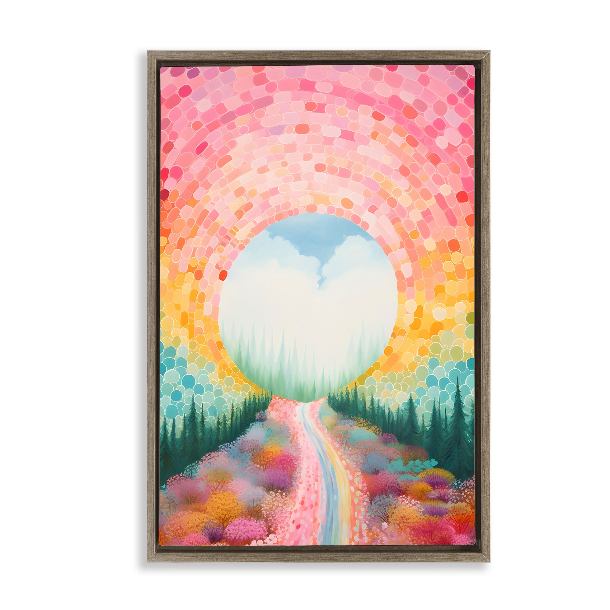 Stupell Geometric Road Path Framed Floater Canvas Wall Art Design By Petal Prints Design