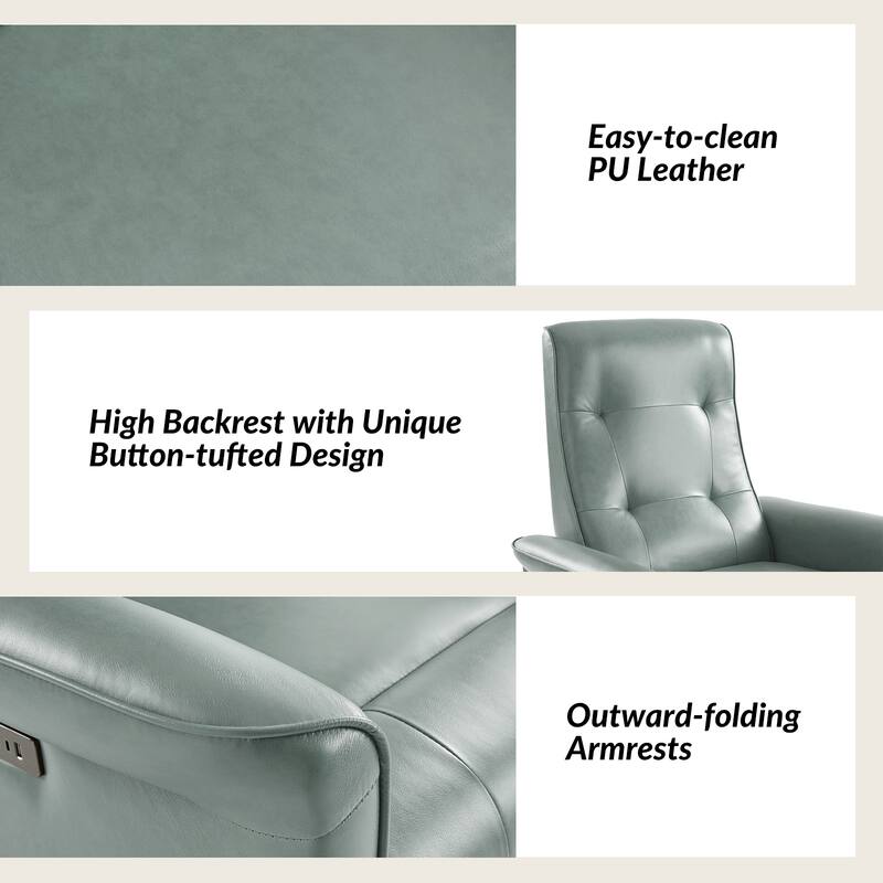 Valentin Modern Faux Leather Swivel Power Recliner with USB Ports Set of 2 by HULALA HOME