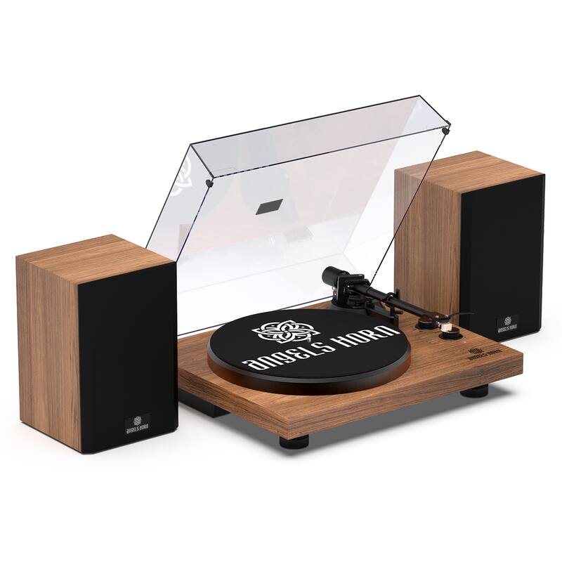 Hi-Fi System Bluetooth Turntable with Stereo Bookshelf Speakers - Natural