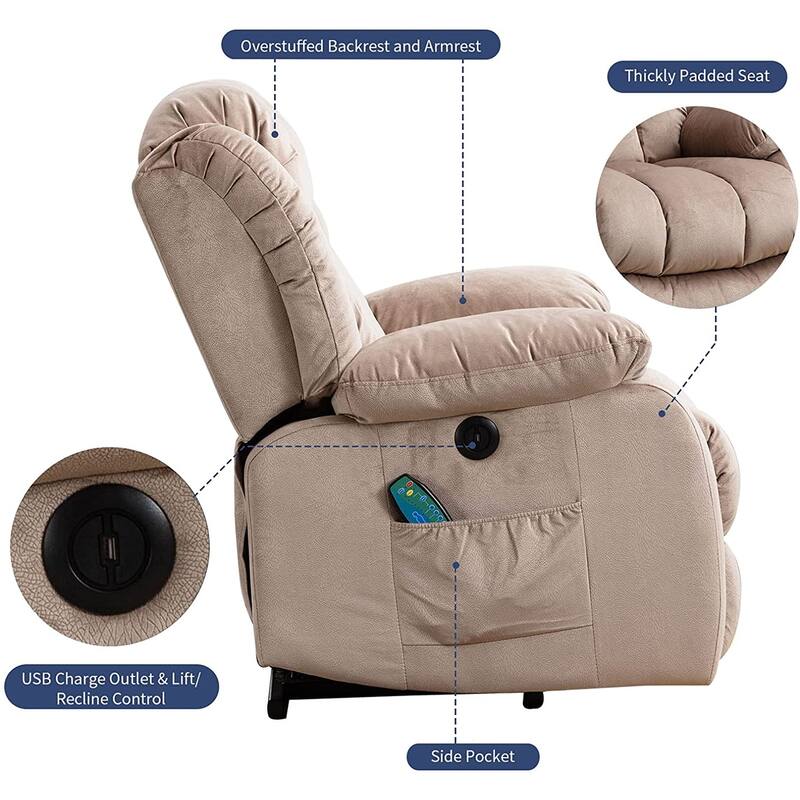 Heavy Duty Large Power Lift Recliner with Massage and Heating for Elderly