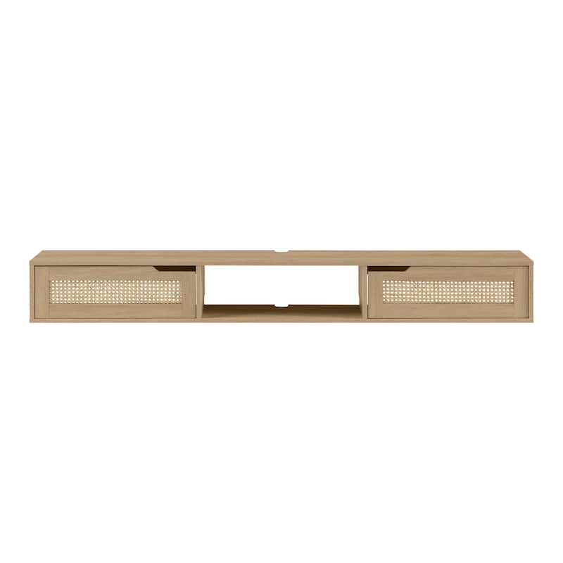 Middlebrook Scandi 70-inch Faux Rattan-Door Floating TV Stand