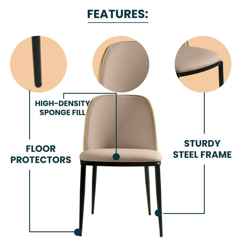 Dining Chair with Upholstered Seat and Back Side Chair with MDF Wood Frame in Black Steel