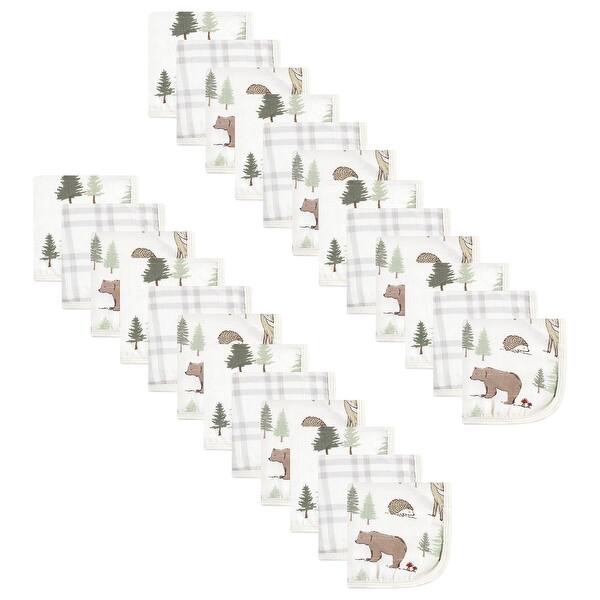 slide 1 of 1, Hudson Baby 24Pc Cotton Muslin Washcloths, Forest Animals, One Size - Forest Animals - One Size One Size - Forest Animals