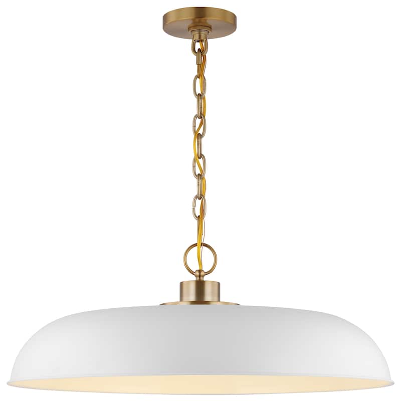 Colony 1 Light Large Pendant Matte White with Burnished Brass