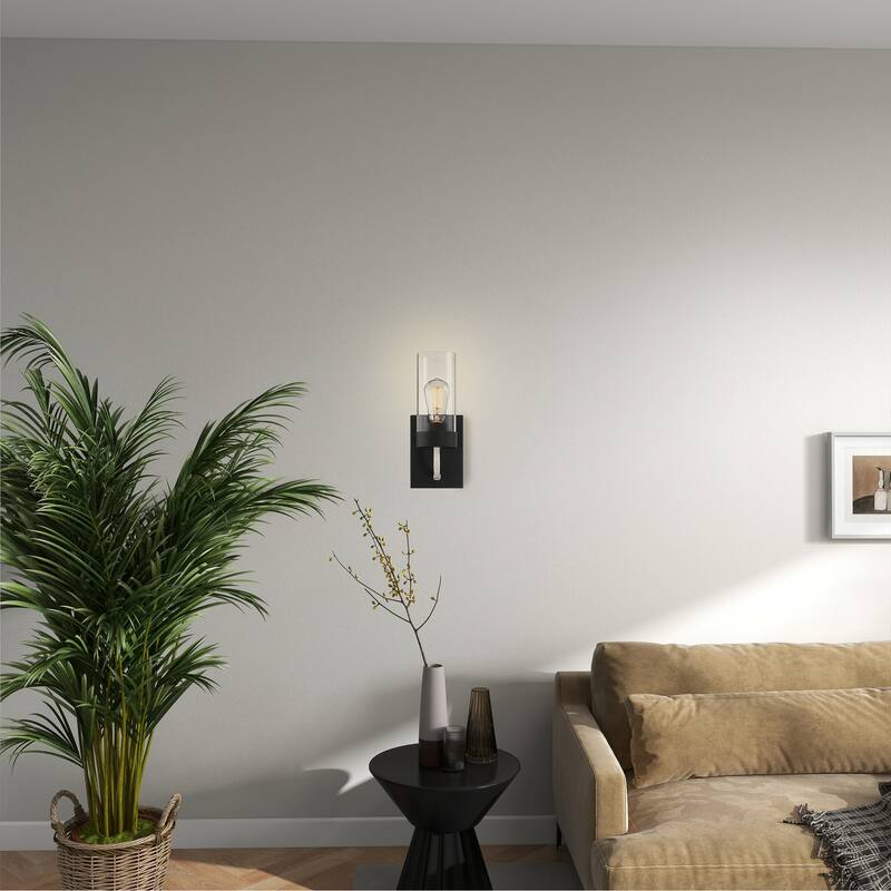Zertan Single-Light Armed Wall Sconce with Black Metal Finish