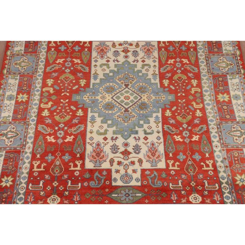 Tribal Geometric Ziegler Area Rug Hand-Knotted Oriental Wool Carpet - 7'10"x 9'8"