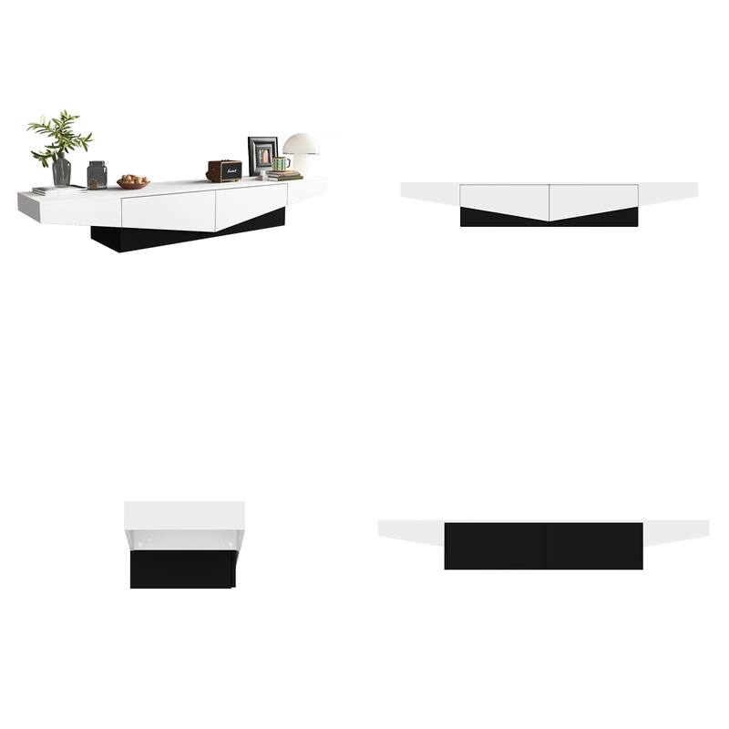 Modern Color Matching Entertainment center, 2 drawers, Black&White - 78.7"W