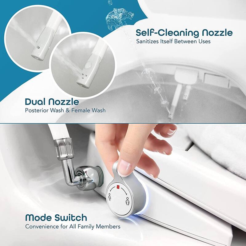 BidetMate 700 Series Electronic Smart Toilet Seat w/Dryer - White - Fits Elongated Toilets