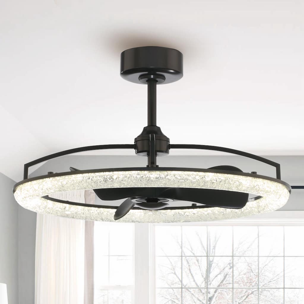 Ceiling Fan 32" Perimost 3-Blade Modern Black LED