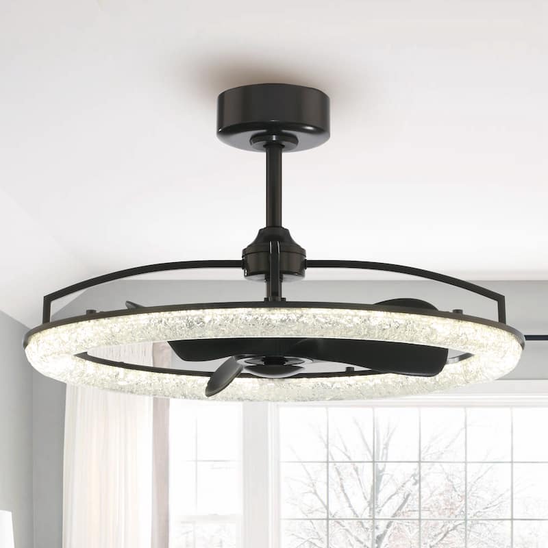 Ceiling Fan 32" Perimost 3-Blade Modern Black LED