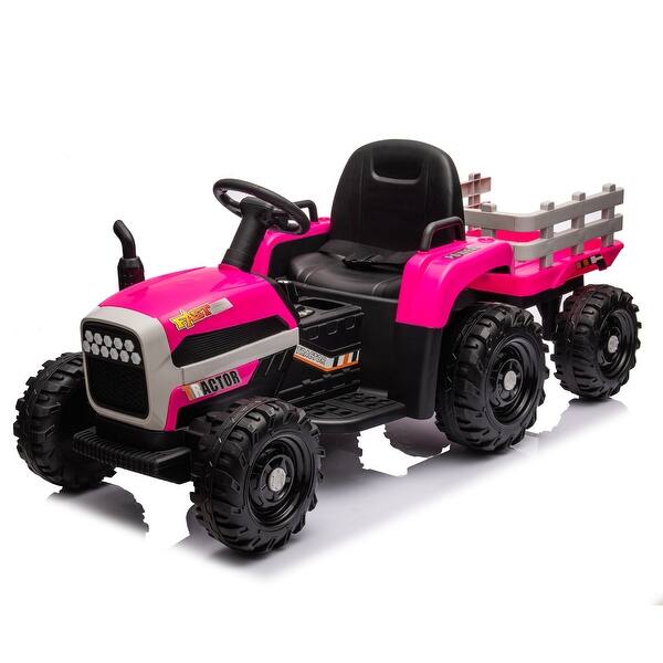 slide 2 of 18, Ride on Tractor with Trailer,24V Battery Powered Electric Tractor Toy, 200w*2motor 1.86-4.97MPH/Remote Control,electric car Red