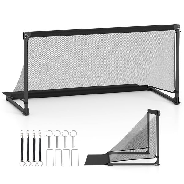 slide 2 of 26, Costway 4ft x 2ft/5ft x 2.5ft Portable POP Up Toddler Soccer Net with 5ft x 2.5ft