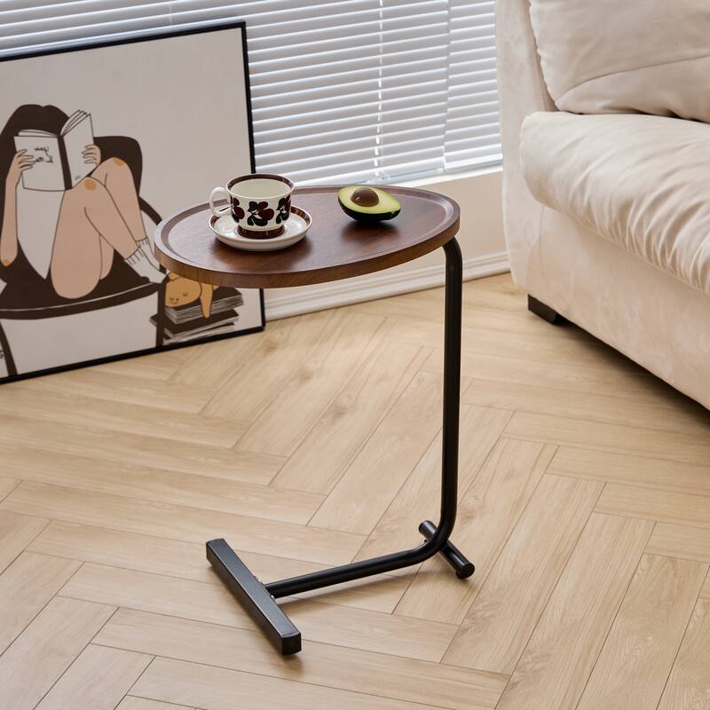 Space-Saving C-Shaped End Table – Perfect for Couches & Beds