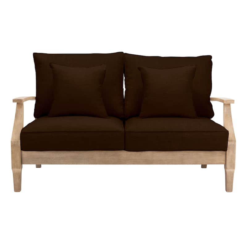 SAFAVIEH Couture Martinique Wood Patio Loveseat - 56"W x 35"D x 32"H