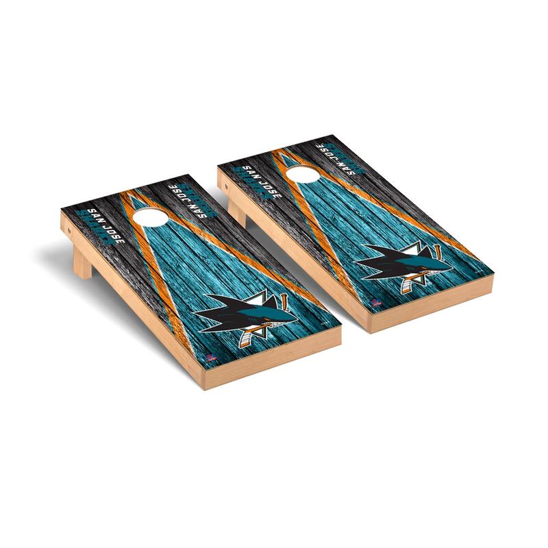 San Jose Sharks NHL Triangle Cornhole Board Set - Include Case & Lights