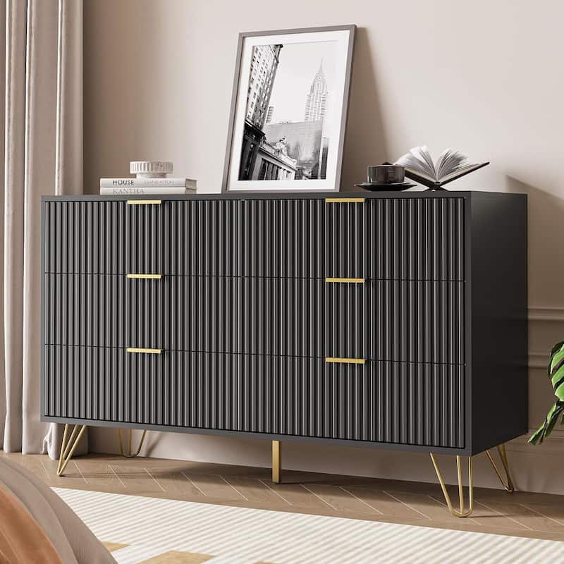 FURNIWAY Fluted Drawer Dresser for Bedroom