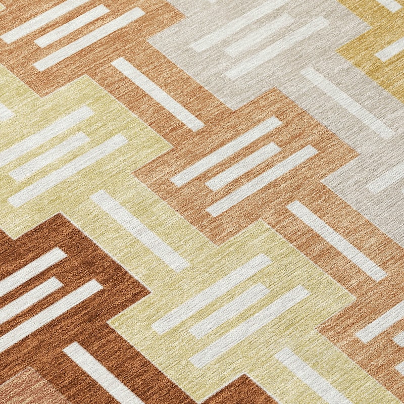 Machine Washable Indoor/ Outdoor Modern Wamego Chantille Rug