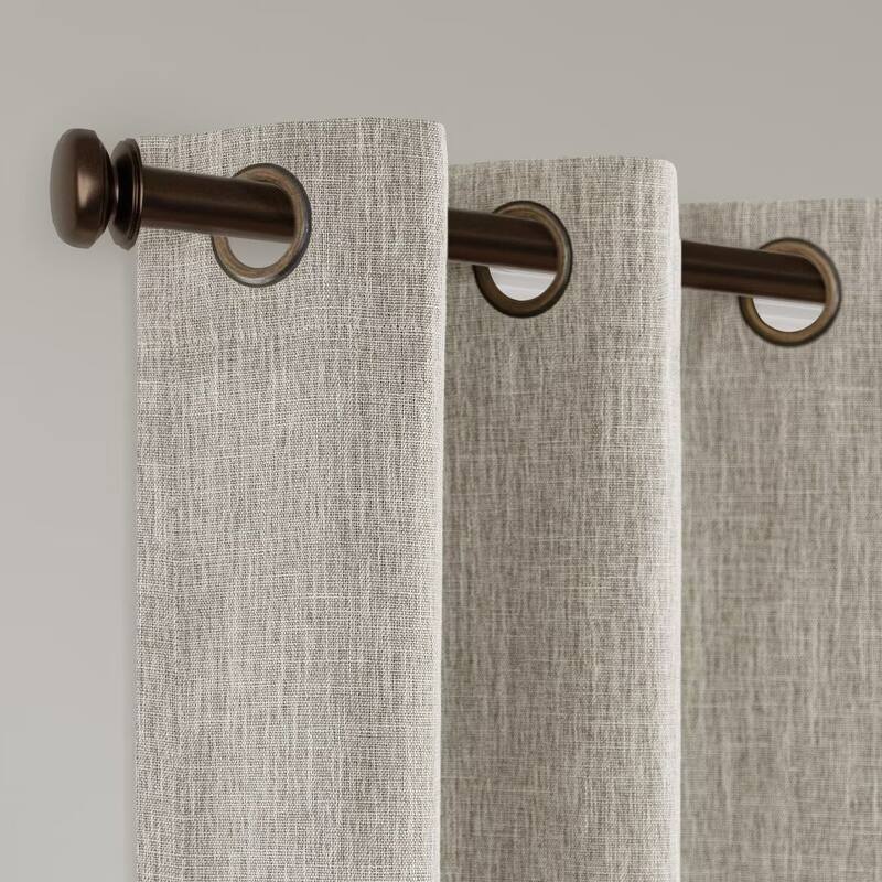 Linen Texture 100% Blackout Grommet Curtain Pair(2 panels)