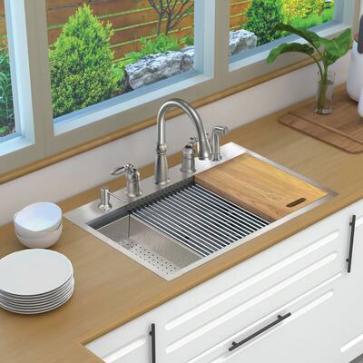 Transolid KWSST332210-5 33" Drop In Single Basin Stainless Steel