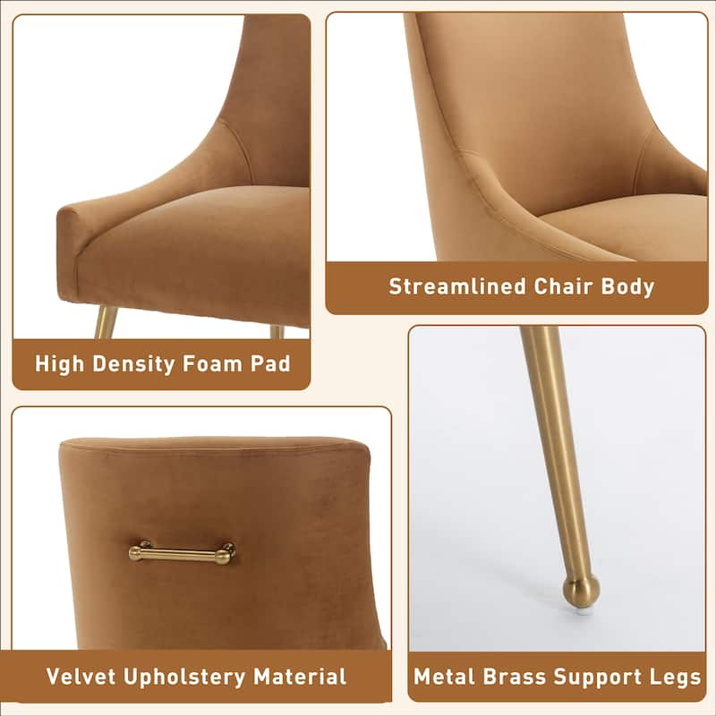 Clihome Stainless Steel Frame Dining Velvet Side Chairs(Set of 2)