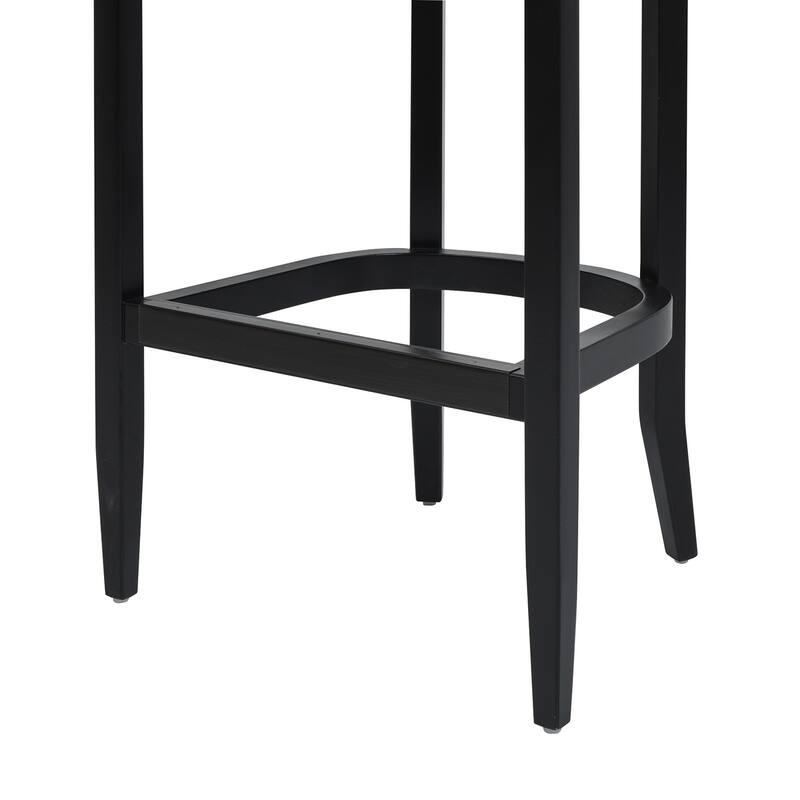Americana Mid-Century Modern 30.5" Cane Back Bar Stool, Jet Black