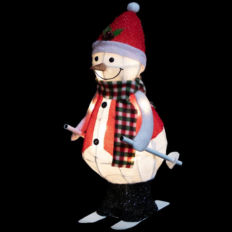 LED Lighted Animated Skiing Snowman Outdoor Christmas Figure - 24" - White