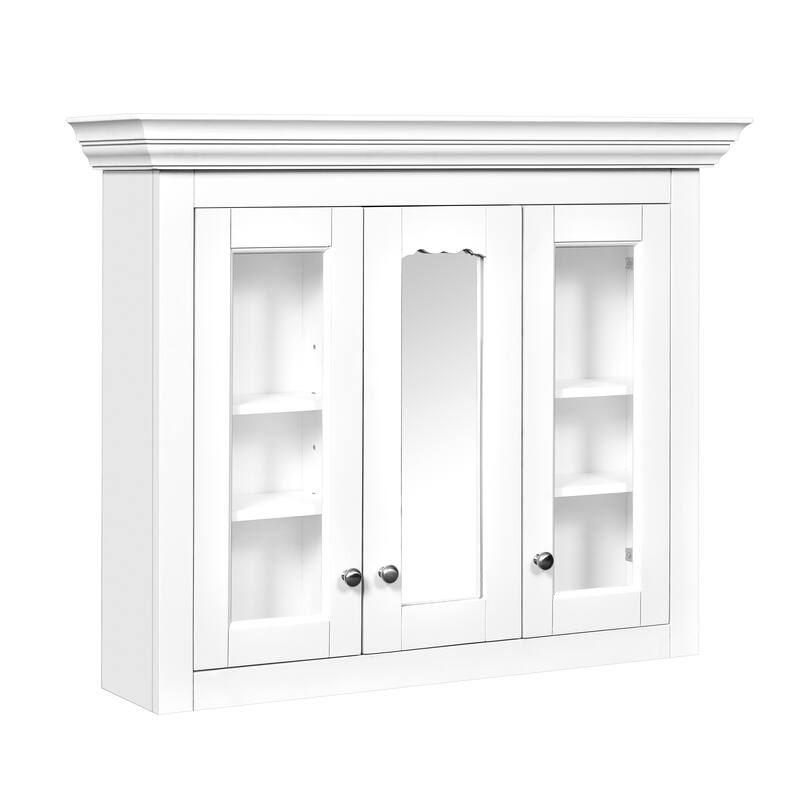 Bathroom Wall Cabinet with Mirror Door, Wall Mounted Bathroom Cabinet, Medicine Cabinet with Glass Doors & Adjustable Shelves